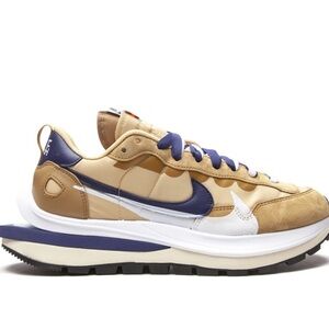 Sachi/Nike Colab Women's Tan and Navy Layered Swoosh Sneakers